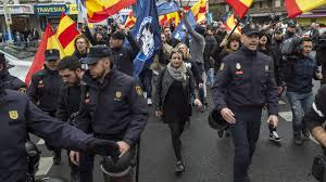 Liderando la exitosa manifestación en Madrid. /Foto: elconfidencial.com.