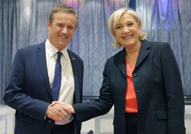 Marine Le Pen hará a Nicolas Dupont Aignan su primer ministro