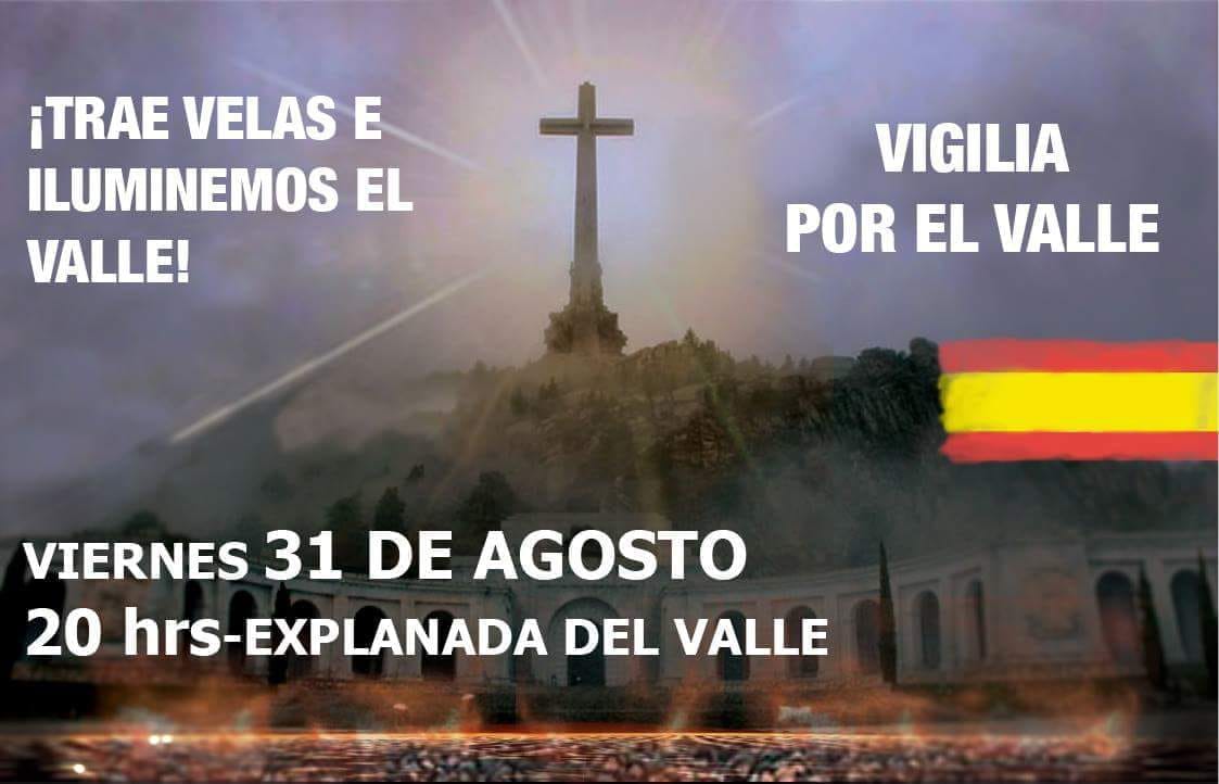 Convocada vigilia en el Valle de los Caídos a las 20 horas el viernes y manifestación en Madrid el 8 de septiembre