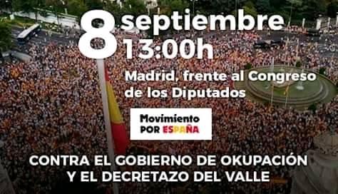 Movimiento por España convoca por la verdad histórica el sábado 8 a las 13 h. ante el Congreso